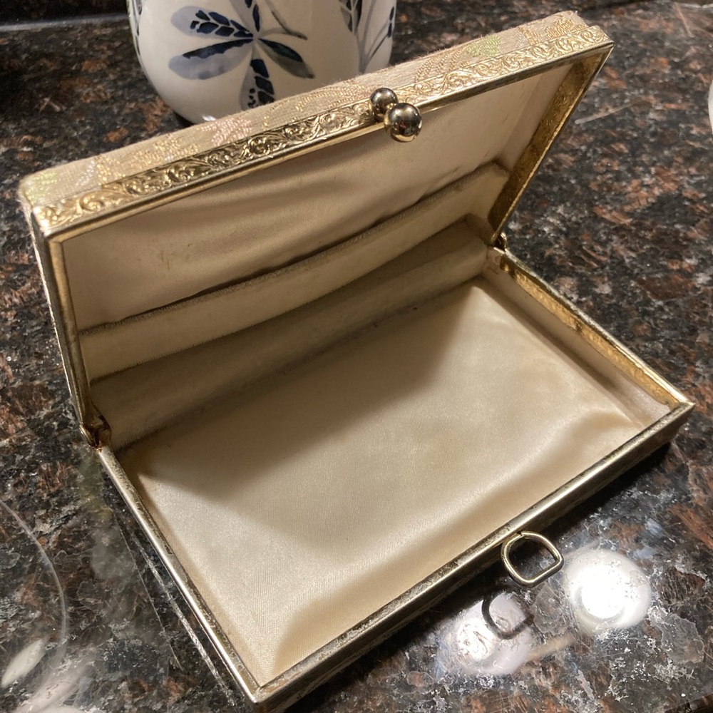 Vintage Ivory and gold hard evening bag